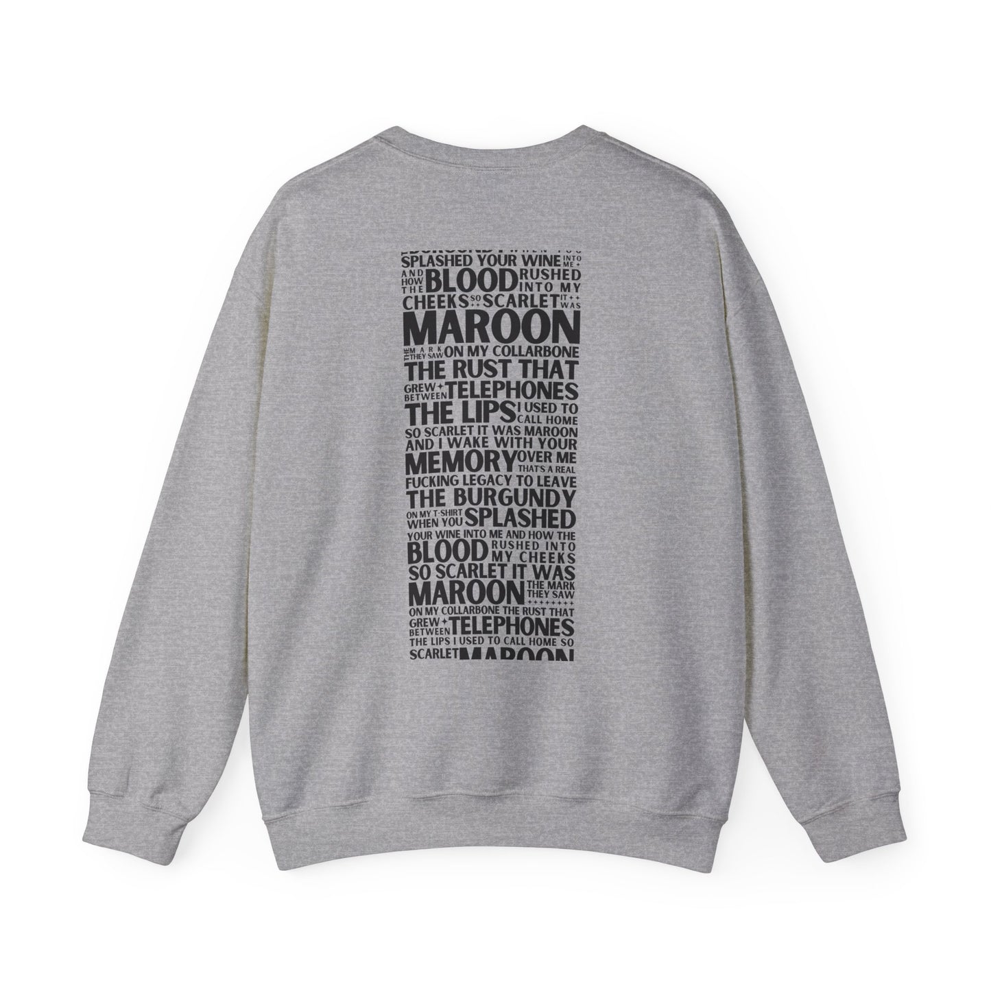 Maroon Lyrics Crewneck Sweatshirt