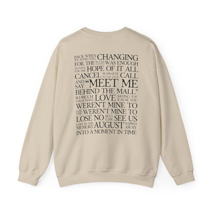 August (lyrics on back) Crewneck Sweatshirt