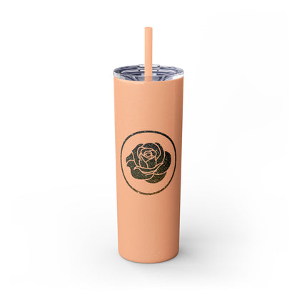 Rose Blush Logo Design Skinny Tumbler with Straw