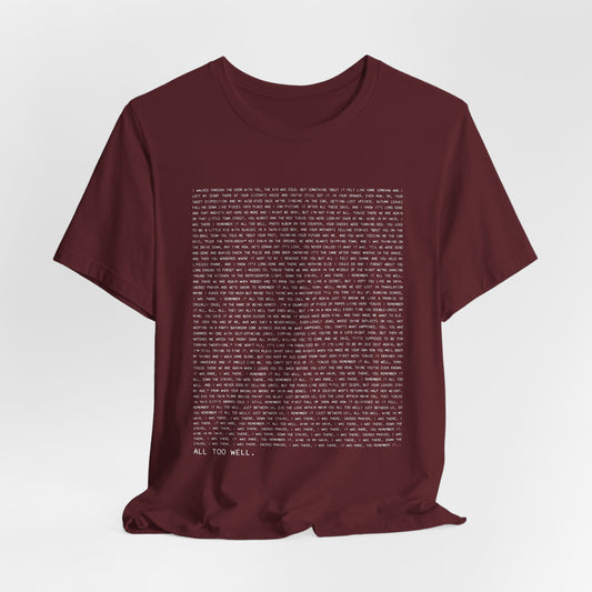 All Too Well 10 Minute Version Tshirt