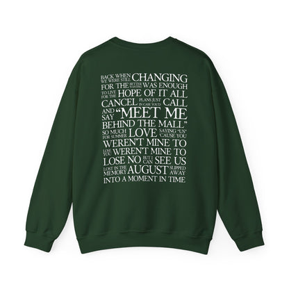 August (lyrics on back) Crewneck Sweatshirt