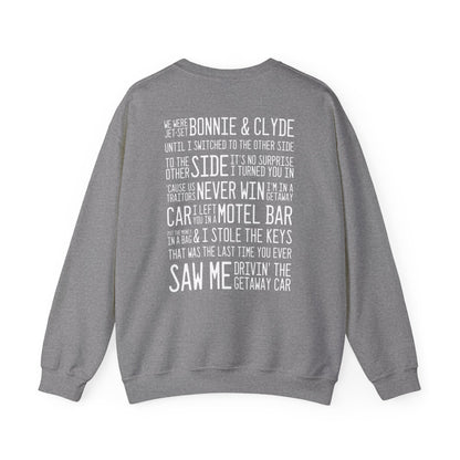 Getaway Car (lyrics on back) Crewneck Sweatshirt